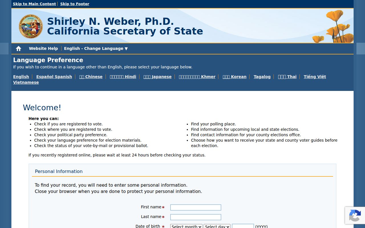 Dinuba residents directory research view of California My Voter Status