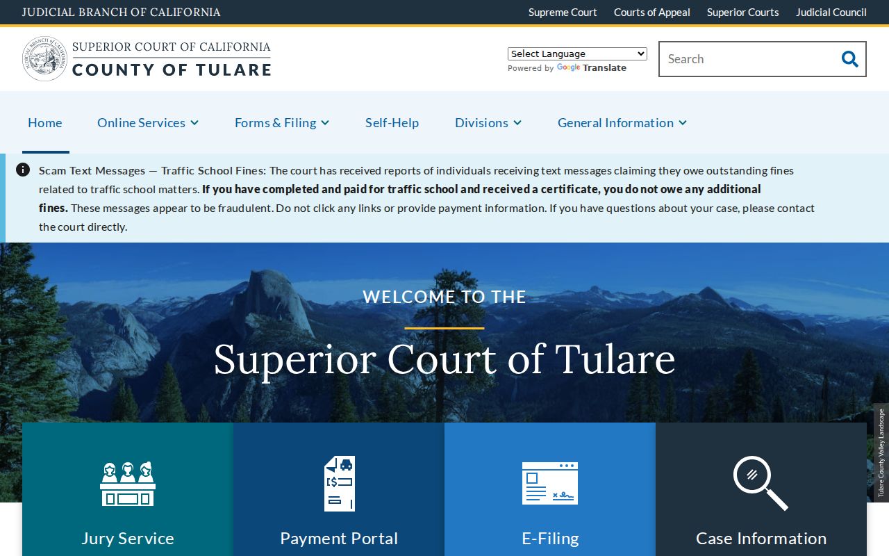 Dinuba residents directory view of Tulare Superior Court search access