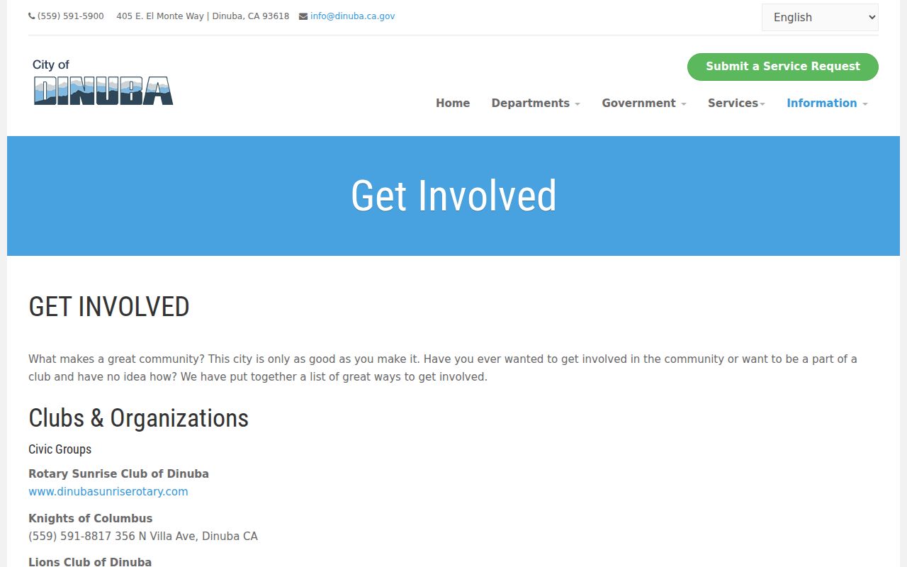 Dinuba neighbors civic organizations and community contacts