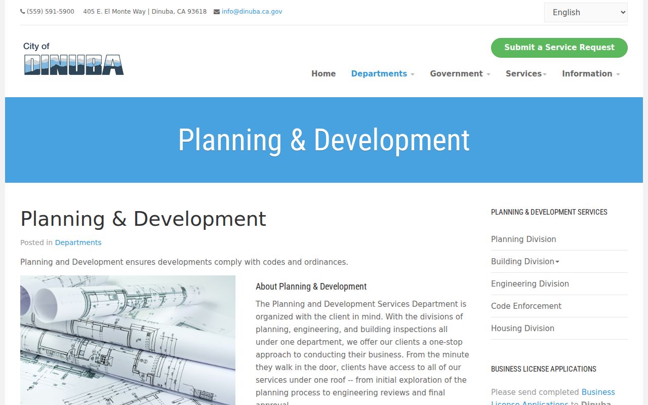 Dinuba street directory view of Dinuba Planning and Development