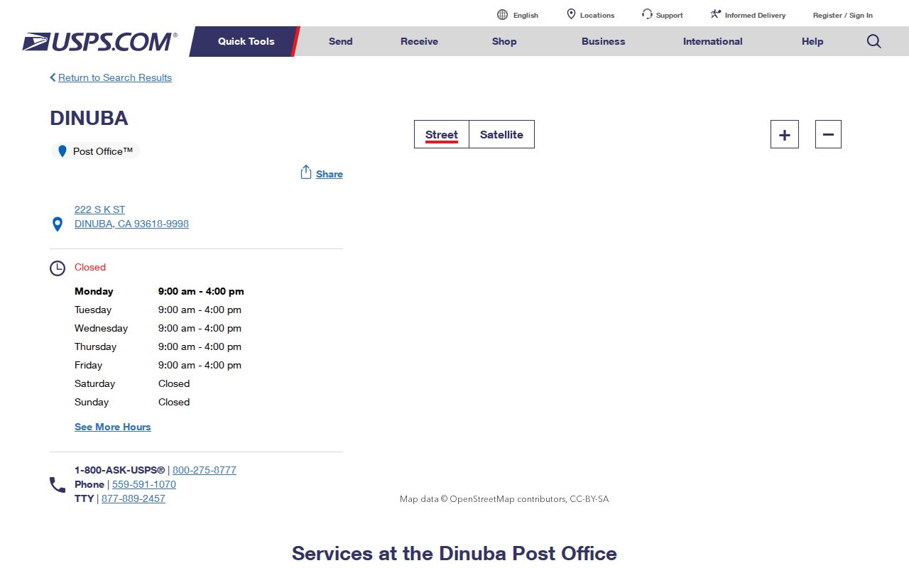Dinuba ZIP code directory and 93618 Post Office listing